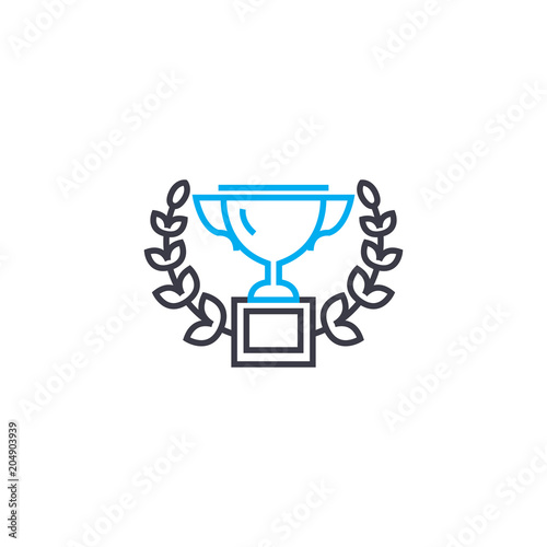 Prize laureate vector thin line stroke icon. Prize laureate outline illustration, linear sign, symbol isolated concept.