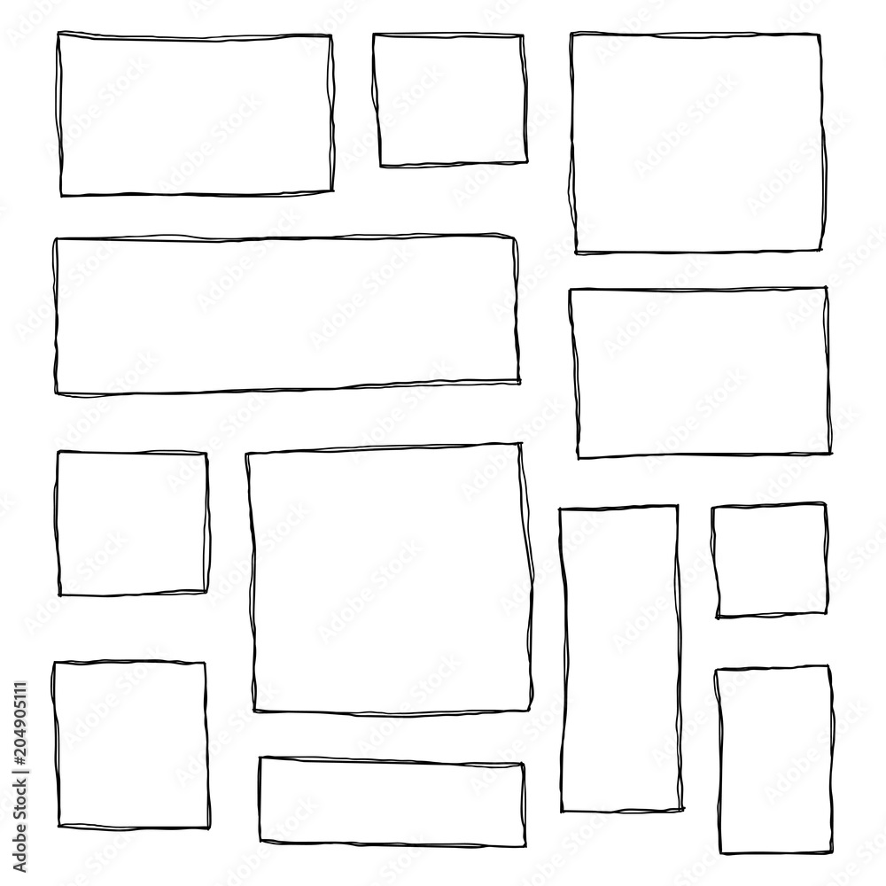 Set of hand drawn sketched frames.