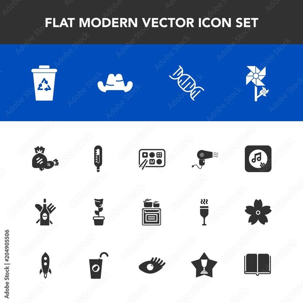 Modern, simple vector icon set with music, drink, lollipop, clothing, note, hairdryer, red, recycle, floral, restaurant, spring, flower, plant, temperature, trash, sign, thermometer, sweet, pot icons Modern, simple vector icon set with music, drink, lollipop, clothing, note, hairdryer, red, recycle, floral, restaurant, spring, flower, plant, temperature, trash, sign, thermometer, sweet, pot icons