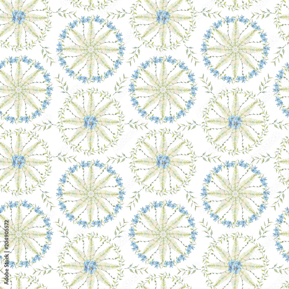 watercolor flowers seamless pattern.