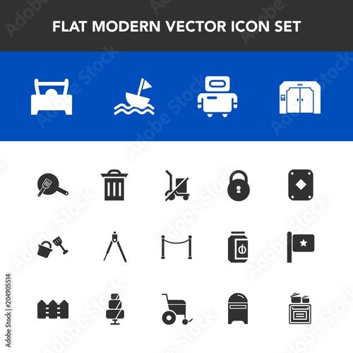 Modern, simple vector icon set with oven, technology, yacht, robot, white, modern, sign, mail, pan, game, cooking, send, shopping, engineering, tool, bucket, security, waste, kitchen, poker, car icons