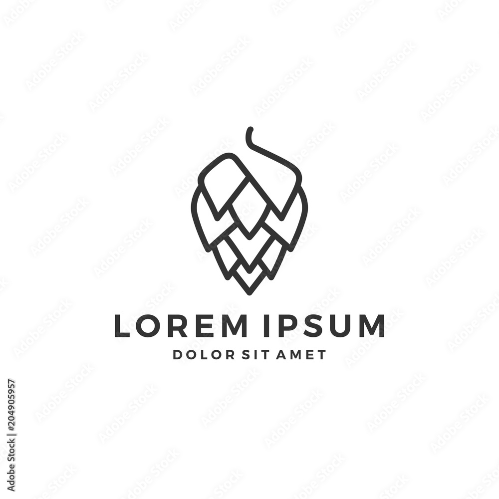 hop brew brewery logo line outline