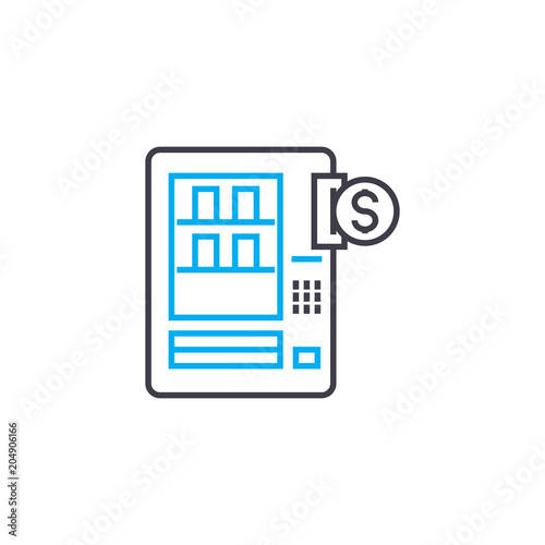 Vending machine vector thin line stroke icon. Vending machine outline illustration, linear sign, symbol isolated concept.