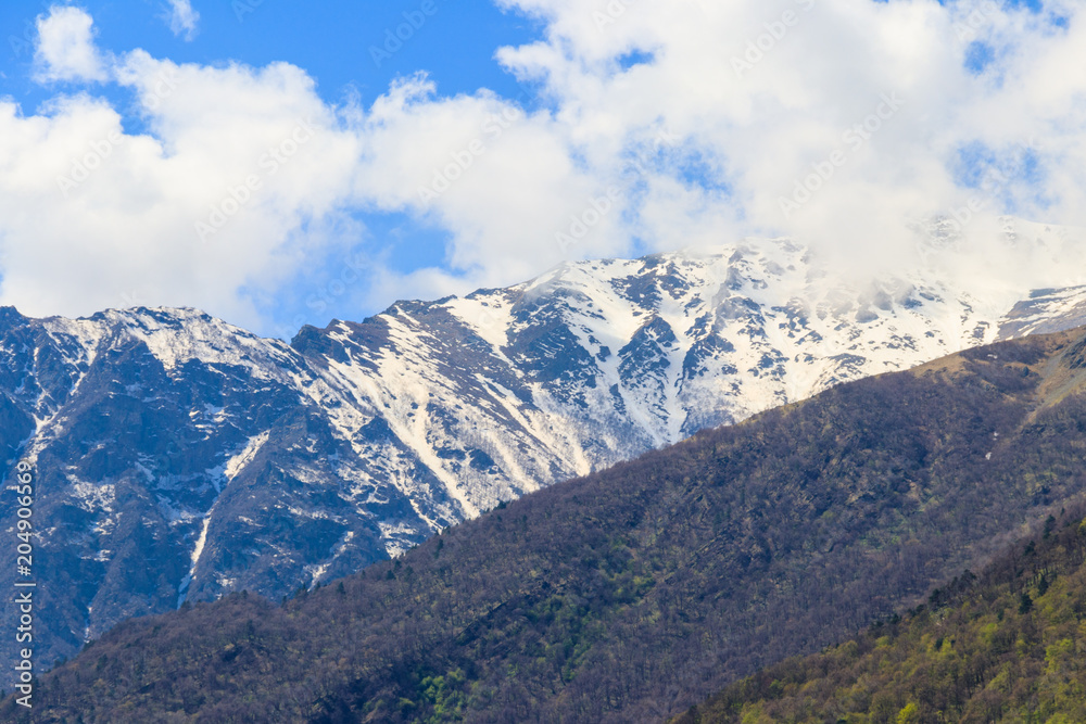 View on the Caucasian mountains in Georgia