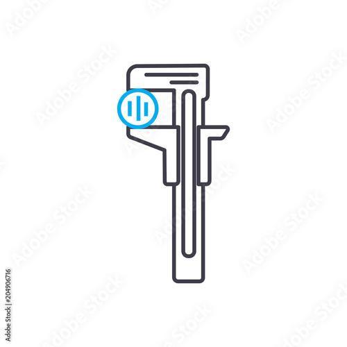Measuring the item's diameter vector thin line stroke icon. Measuring the item's diameter outline illustration, linear sign, symbol isolated concept.