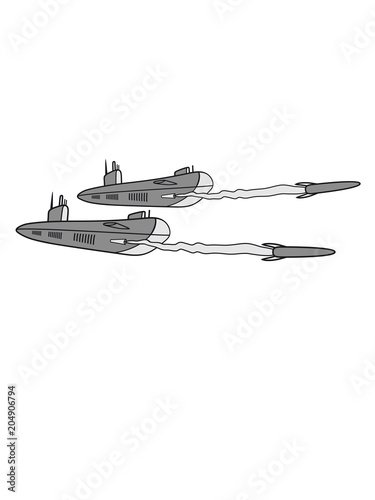 2 flotte beschuss torpedo rakete abschuss militär schnell marine u-boot schwimmen tauchen unterwasser schiff boot matrose kapitän clipart cartoon comic meer