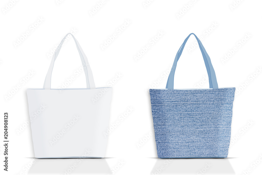 Shopping tote bags, blank mock up and with jeans fabric texture Shopping tote bags, blank mock up and with jeans fabric texture