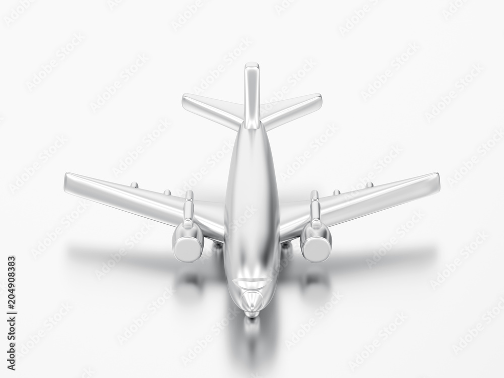 3D illustration 3d silver airplane 3D illustration 3d silver airplane