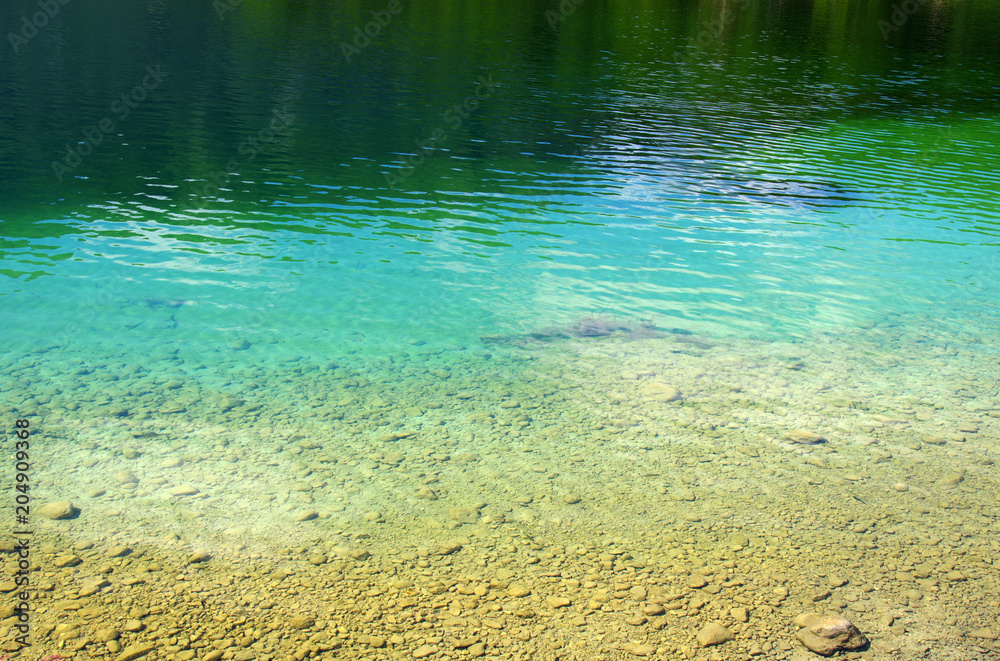 Mountain lake with clear water