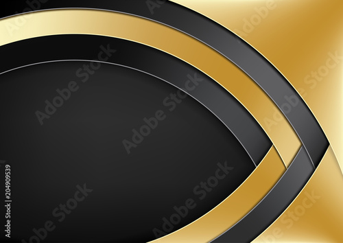 Elegant Modern Background with Gold and Black Layers - Abstract Illustration for Graphic Design, Visit Card, Leaflet, Website or Propagation, Vector