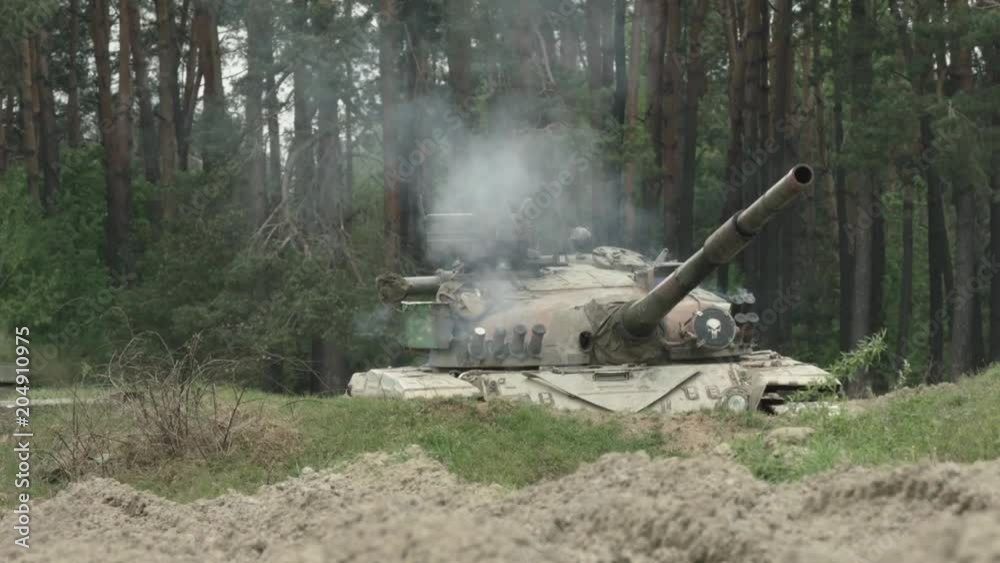 Military Tank Shoots On The Target Military Tank Shoots On The Target
