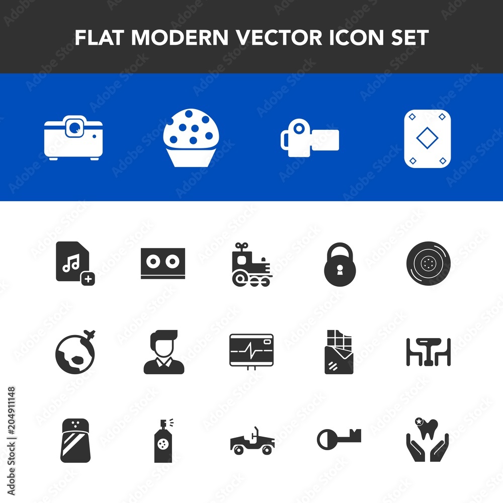Modern, simple vector icon set with camera, game, male, poker, travel, flight, dentist, security, cake, food, health, dental, airplane, world, technology, pulse, heart, automobile, play, sweet icons Modern, simple vector icon set with camera, game, male, poker, travel, flight, dentist, security, cake, food, health, dental, airplane, world, technology, pulse, heart, automobile, play, sweet icons