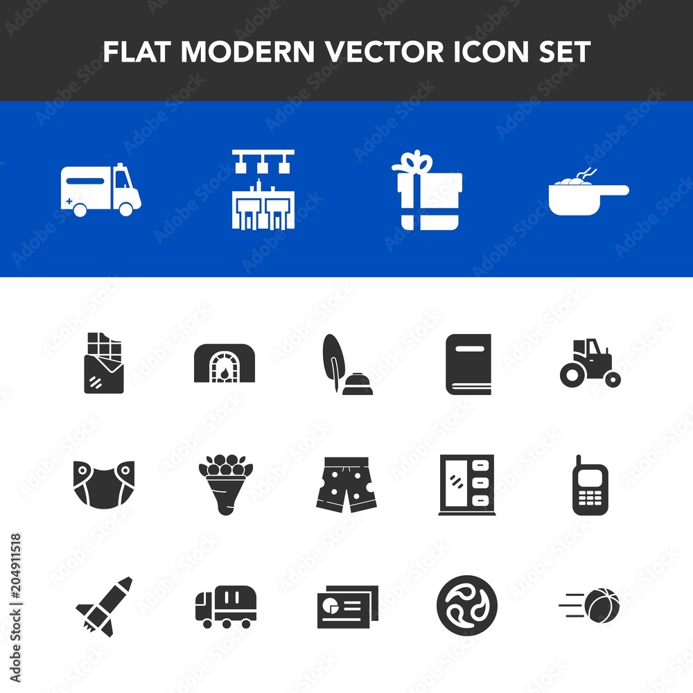 Modern, simple vector icon set with floral, black, medical, flower, fireplace, white, wear, ambulance, tractor, package, library, calligraphy, bouquet, health, decoration, education, hospital icons Modern, simple vector icon set with floral, black, medical, flower, fireplace, white, wear, ambulance, tractor, package, library, calligraphy, bouquet, health, decoration, education, hospital icons