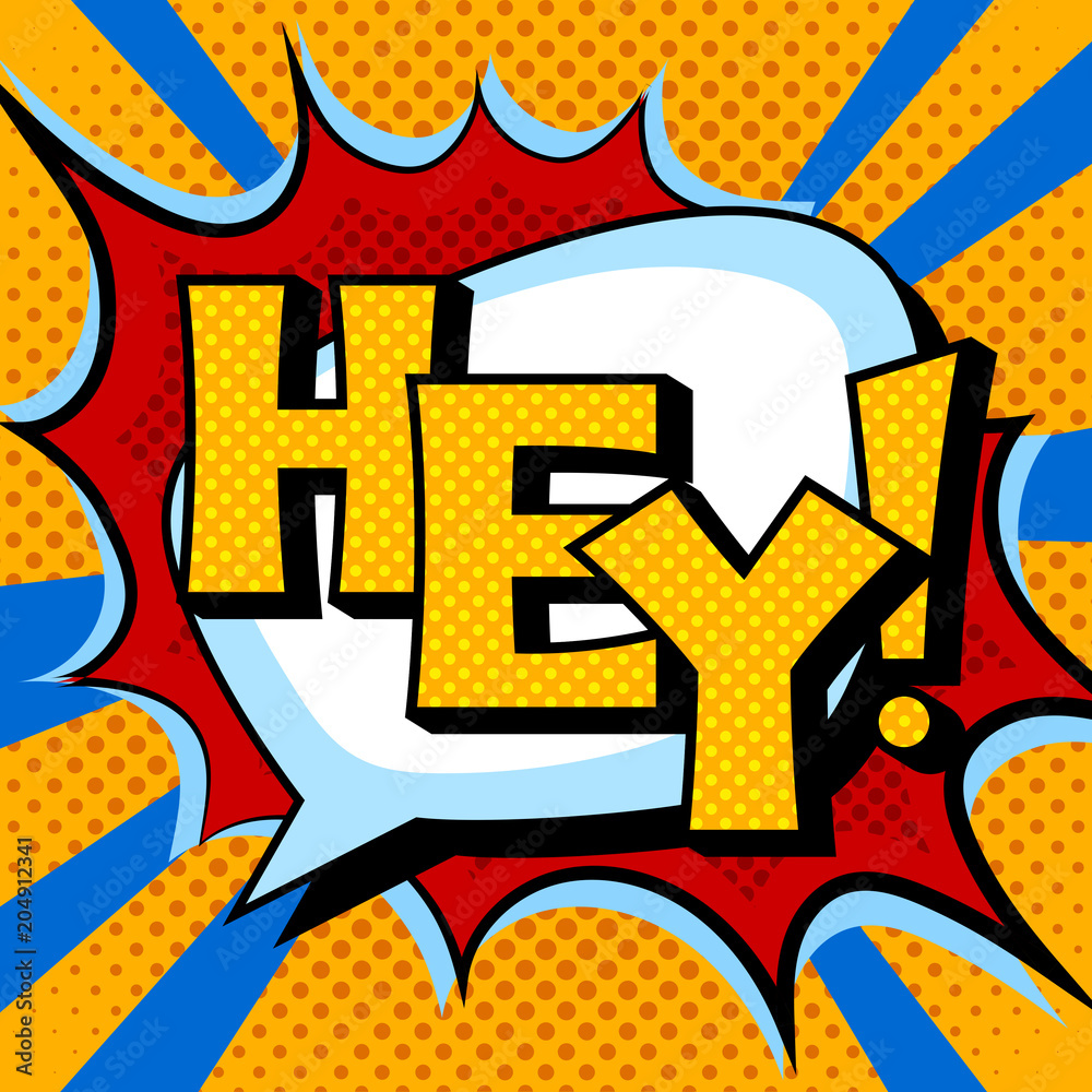 Hey word comic book pop art vector Hey word comic book pop art vector