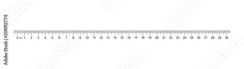 Ruler 30 cm. Measuring tool. Ruler Graduation. Ruler grid 30 and 1 cm. Size indicator units. Metric Centimeter size indicators. Vector AI10