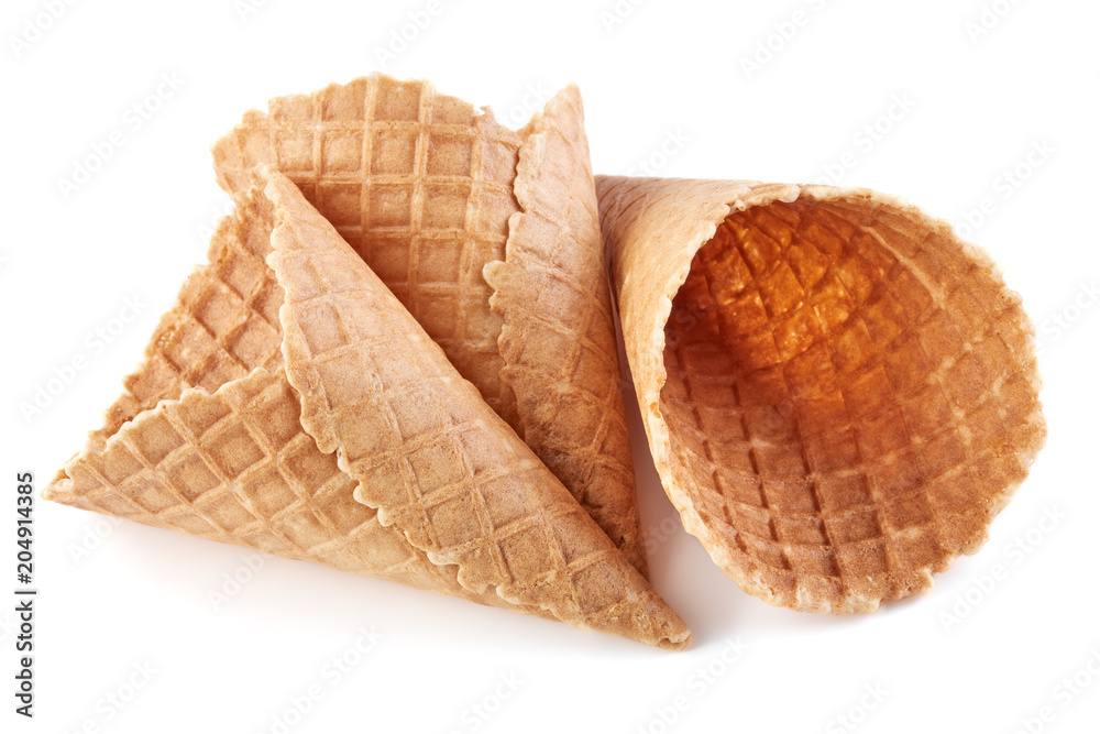 waffle ice cream cone isolated on white background waffle ice cream cone isolated on white background