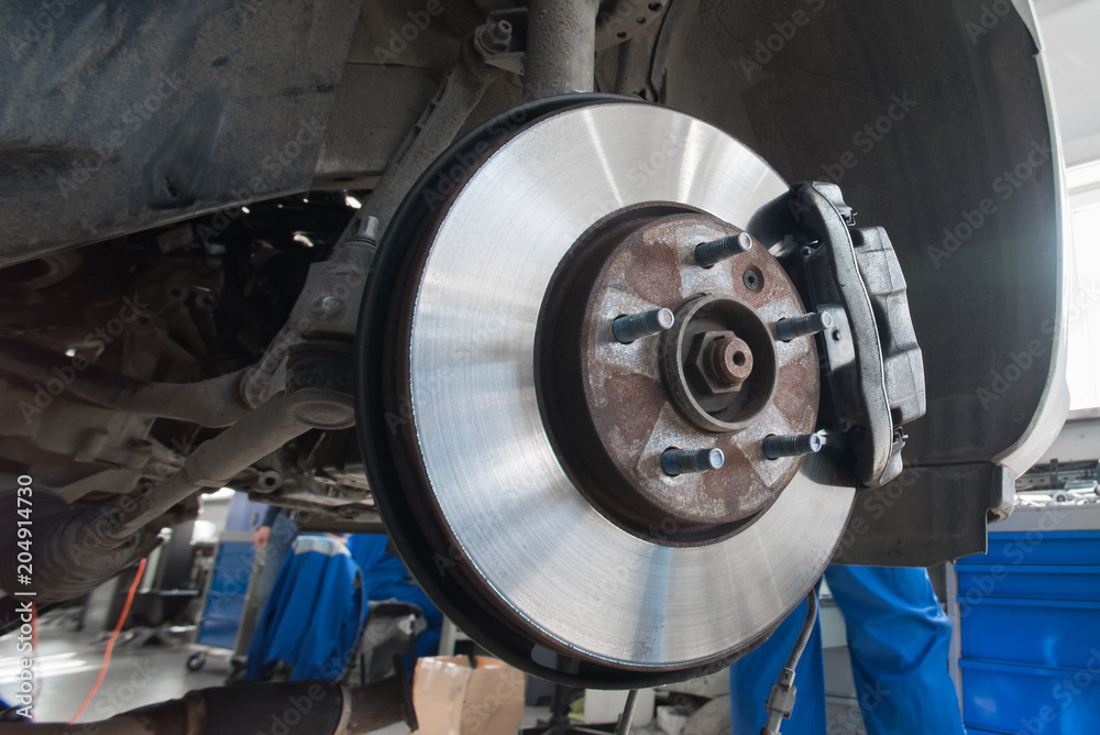 custom made wallpaper toronto digitalDisc brakes. assembly on a modern automobile - Brake work in progress.