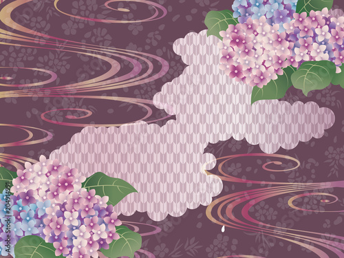 紫陽花 アジサイ 和柄背景 Stock Vector Adobe Stock 紫陽花 アジサイ 和柄背景 Stock Vector Adobe Stock
