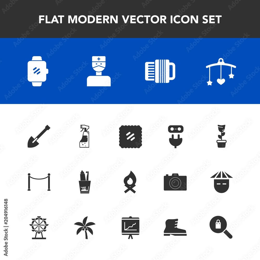 Modern, simple vector icon set with newborn, equipment, campfire, toothpaste, mail, bonfire, doctor, watch, toy, music, postage, power, medical, screen, electricity, smart, bottle, dental, fence icons Modern, simple vector icon set with newborn, equipment, campfire, toothpaste, mail, bonfire, doctor, watch, toy, music, postage, power, medical, screen, electricity, smart, bottle, dental, fence icons