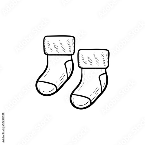 Baby pair of socks hand drawn outline doodle icon