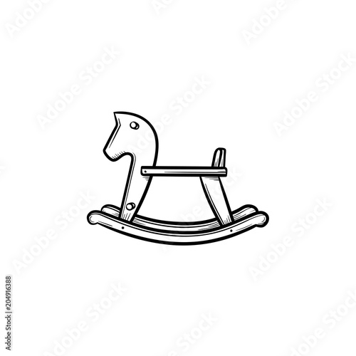 Rocking horse swing hand drawn outline doodle icon
