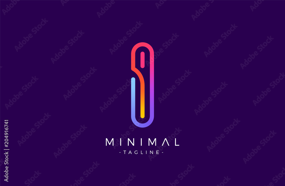 Minimal line font style I Letter Logo in colorful stroke for personal and corporate identity Minimal line font style I Letter Logo in colorful stroke for personal and corporate identity