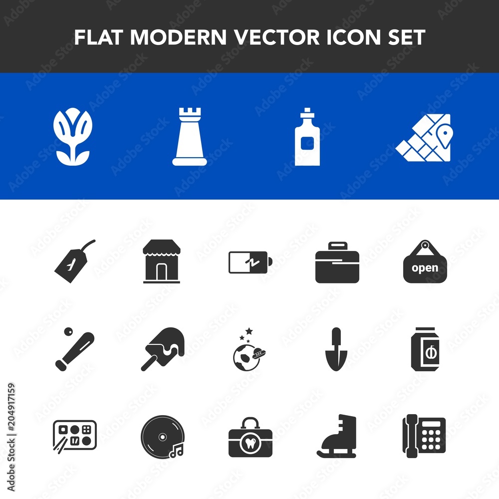 Modern, simple vector icon set with blossom, dessert, tag, drink, beverage, exploration, ball, geography, food, power, bag, shop, atlas, liquid, battery, open, space, astronaut, baseball, cream icons Modern, simple vector icon set with blossom, dessert, tag, drink, beverage, exploration, ball, geography, food, power, bag, shop, atlas, liquid, battery, open, space, astronaut, baseball, cream icons