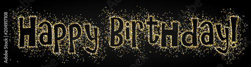 Canvas Print "HAPPY BIRTHDAY" Gold Glitter Banner