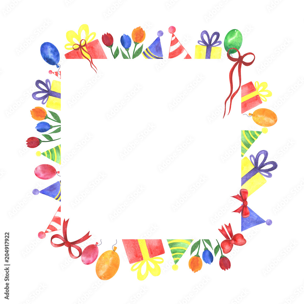 Watercolor party festive handmade banner, isolated on a white background. Watercolor party festive handmade banner, isolated on a white background.