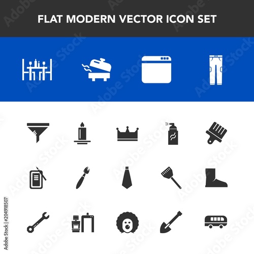 Modern, simple vector icon set with speed, filter, decoration, clean, internet, service, inkstone, suzuri, transportation, abstract, boiler, bus, clothing, light, home, candle, grunge, paint icons