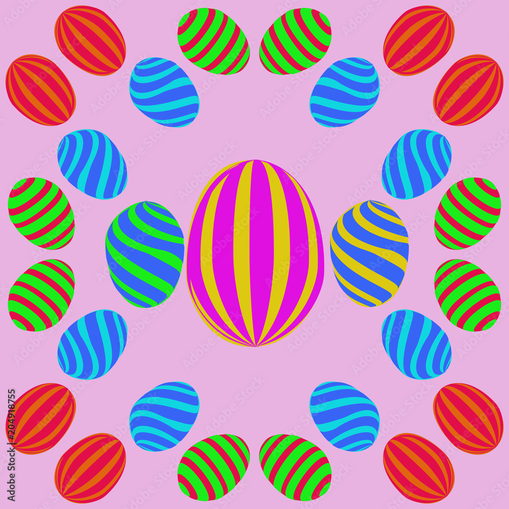 Easter eggs pattern, stripes, doodles.