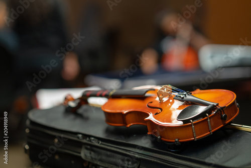 violin string instrument with blurred background