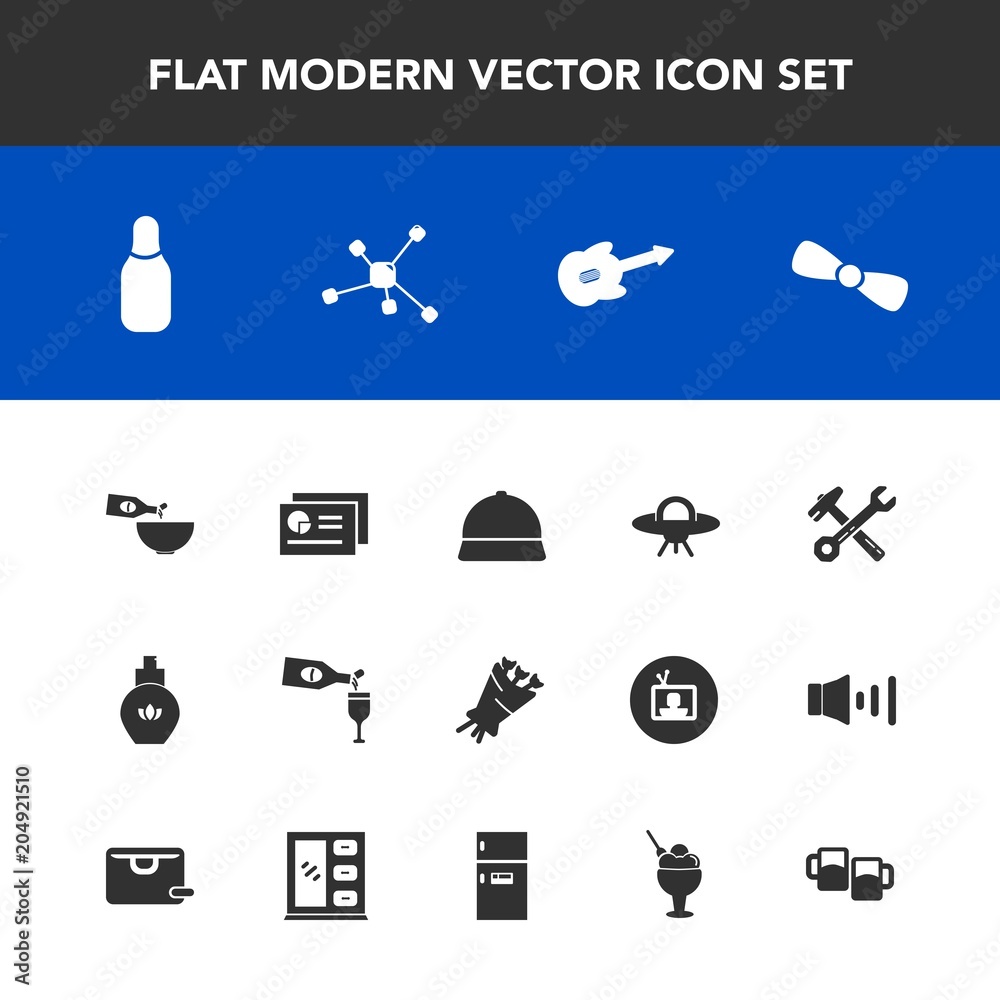 Modern, simple vector icon set with bow, bouquet, alcohol, atom, bar, bottle, beautiful, ufo, floral, dinner, molecule, fashion, wrench, spaceship, graph, aroma, technology, glass, beauty, space icons Modern, simple vector icon set with bow, bouquet, alcohol, atom, bar, bottle, beautiful, ufo, floral, dinner, molecule, fashion, wrench, spaceship, graph, aroma, technology, glass, beauty, space icons