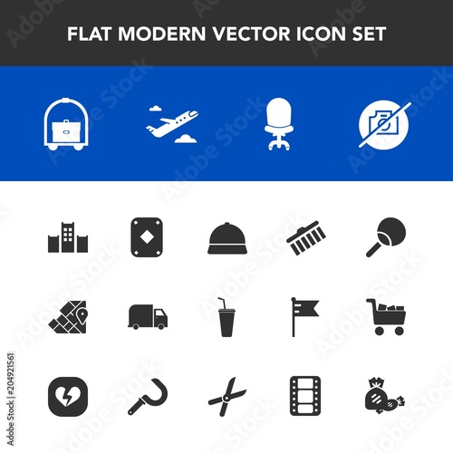 Modern, simple vector icon set with film, juice, game, airplane, sweet,  food, poker, stroke, collection, armchair, shape, hat, leisure, chair,  play, interior, room, hotel, home, table, picture icons Stock Vector | Adobe