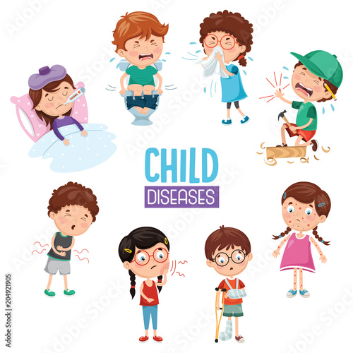 Vector Illustration Of Child Diseases