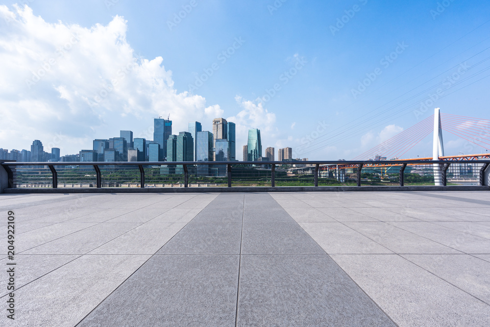 empty floor with modern office building empty floor with modern office building
