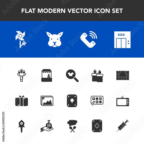 Modern, simple vector icon set with lift, supermarket, blossom, flower, fire, market, candle, alcohol, shop, elevator, glass, liquid, present, clothes, woman, floral, photo, drink, picture, game icons
