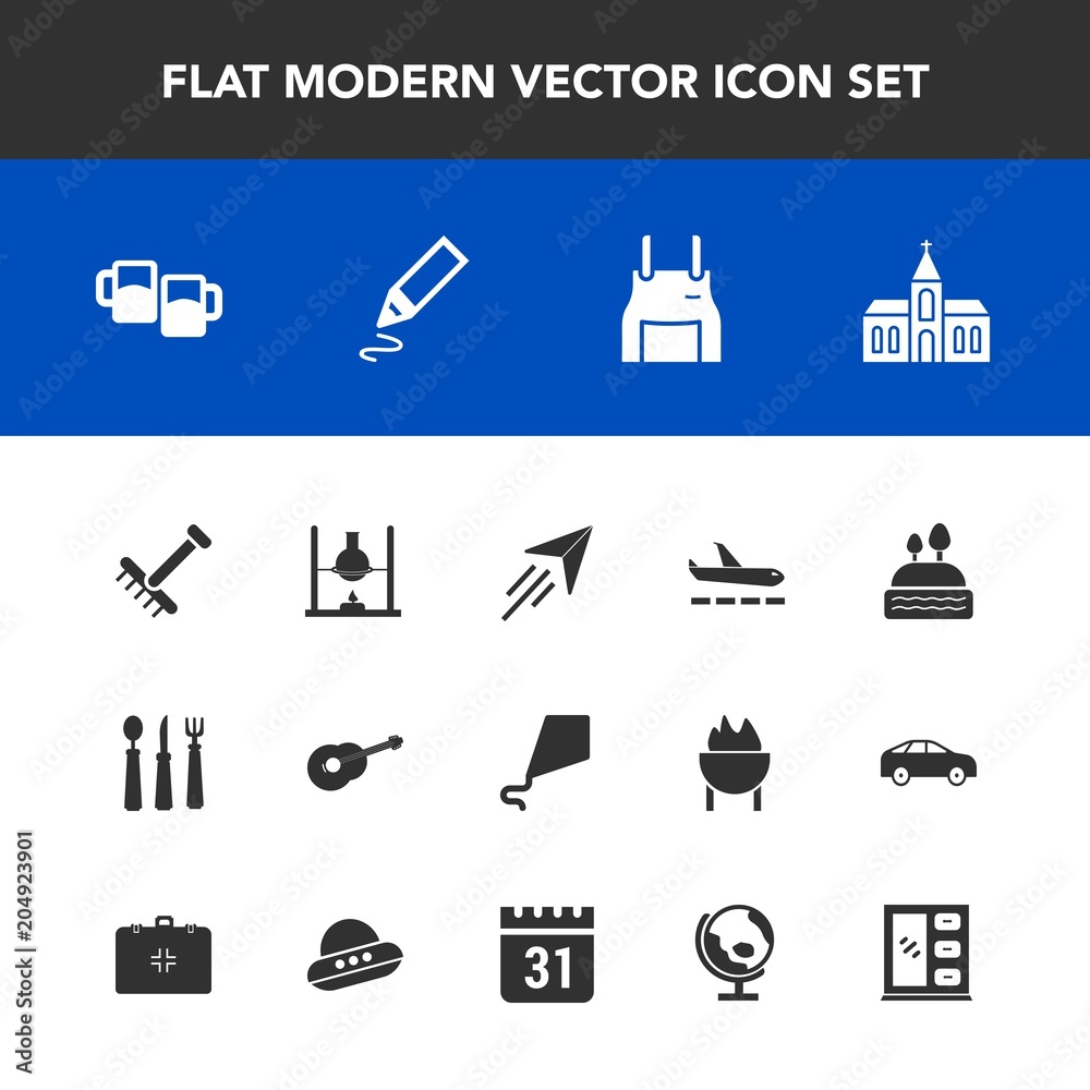 Modern, simple vector icon set with kitchen, fork, travel, dessert, chemistry, musical, rake, joy, bar, drink, sky, raking, knife, fly, science, gardening, garden, alcohol, uniform, food, chef icons Modern, simple vector icon set with kitchen, fork, travel, dessert, chemistry, musical, rake, joy, bar, drink, sky, raking, knife, fly, science, gardening, garden, alcohol, uniform, food, chef icons