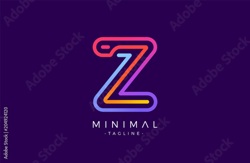Minimal line font style Z Letter Logo in colorful stroke for personal and corporate identity
