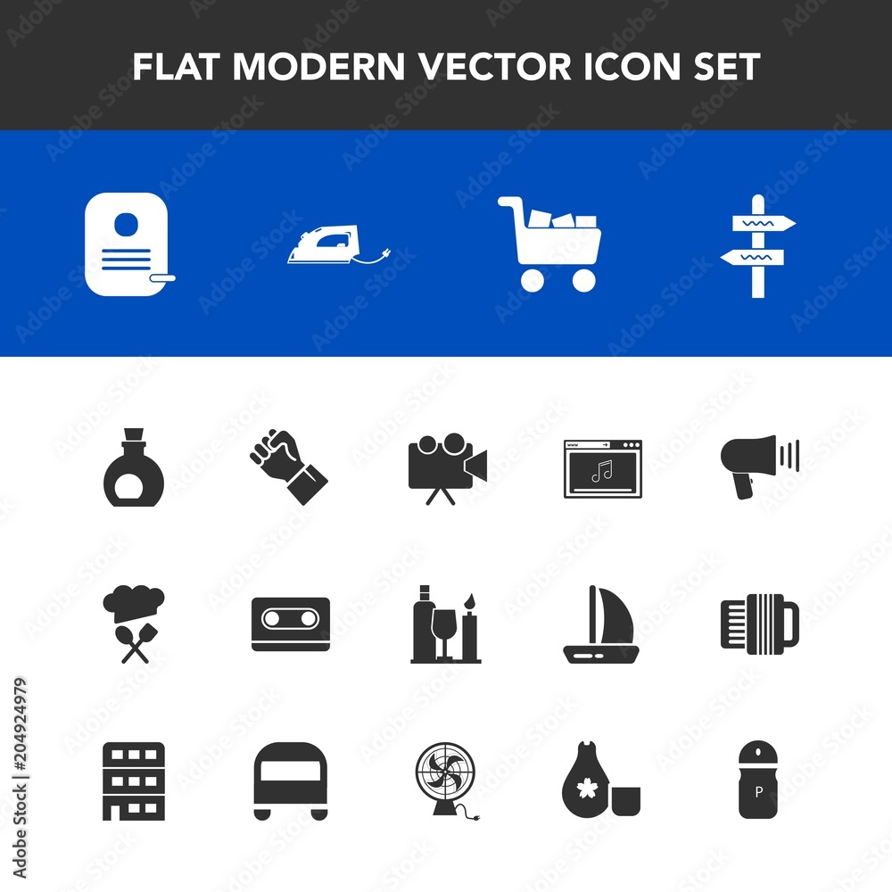 Modern, simple vector icon set with salt, megaphone, loudspeaker, concept, restaurant, audio, projector, projection, music, oil, pepper, identity, wine, seasoning, arrow, screen, equipment, cart icons Modern, simple vector icon set with salt, megaphone, loudspeaker, concept, restaurant, audio, projector, projection, music, oil, pepper, identity, wine, seasoning, arrow, screen, equipment, cart icons