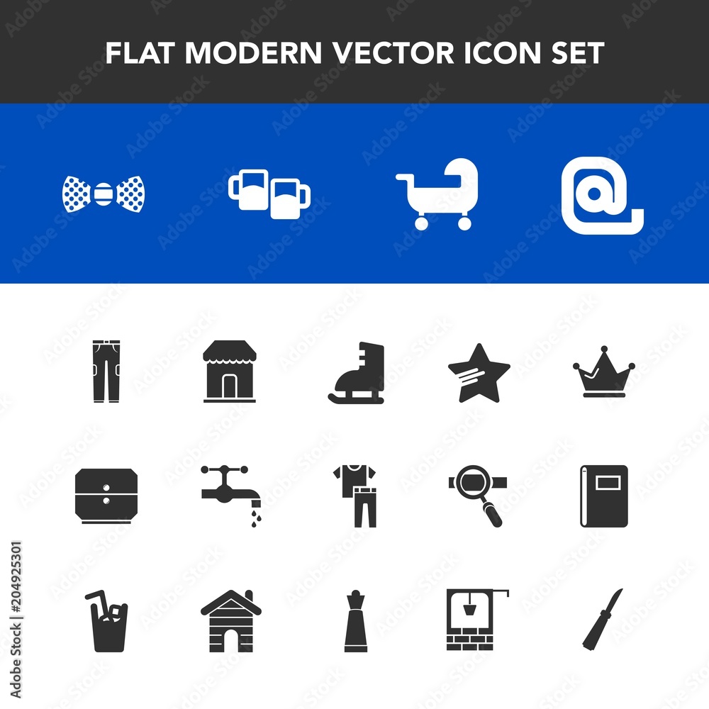 Modern, simple vector icon set with beer, water, faucet, crown, well, royal, sink, alcohol, pub, game, shirt, carriage, bow, message, king, bucket, tap, baby, envelope, mail, chess, sale, pants icons Modern, simple vector icon set with beer, water, faucet, crown, well, royal, sink, alcohol, pub, game, shirt, carriage, bow, message, king, bucket, tap, baby, envelope, mail, chess, sale, pants icons
