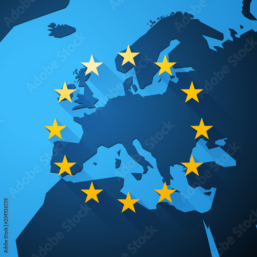 Map of Europe with European Union stars
