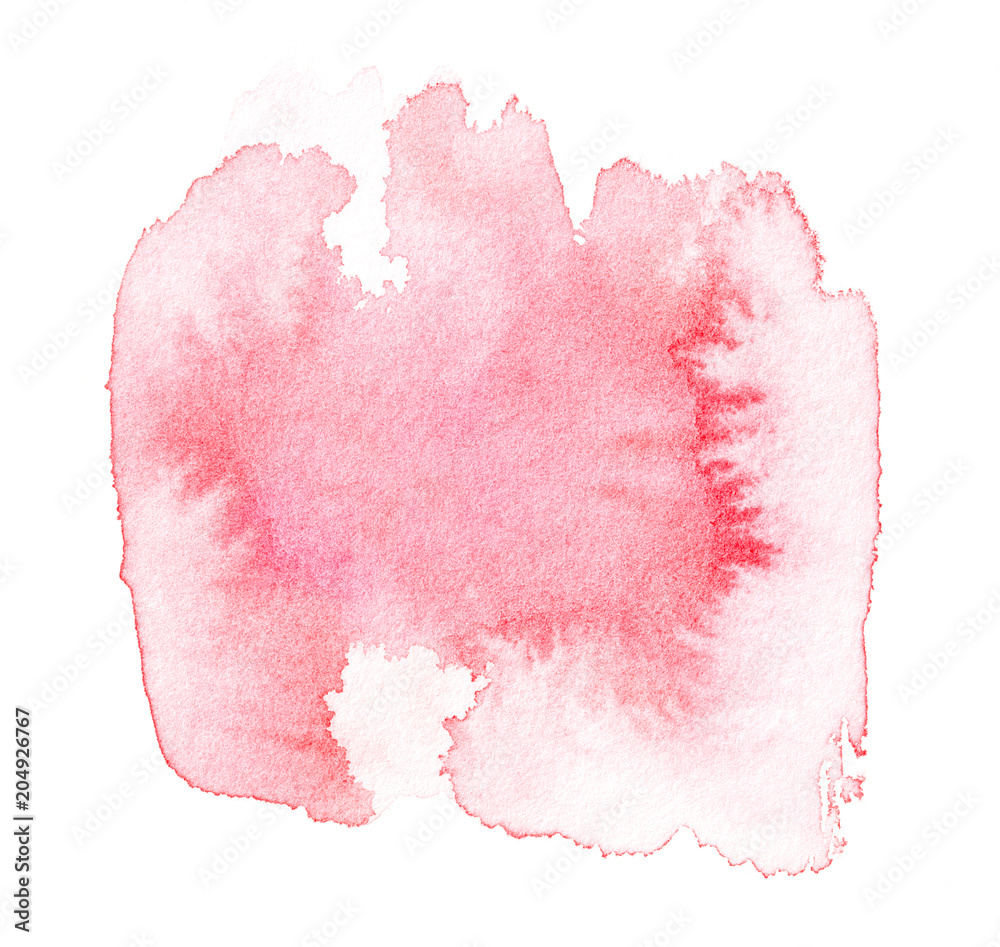 Abstract red watercolor splash hand drawn