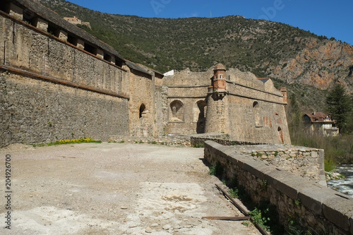 Medieval fortress walls in Villefranche De Conflent, France photo