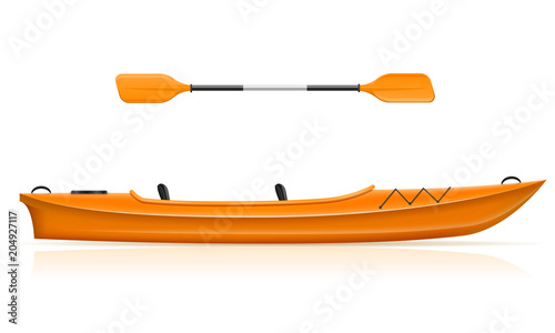 kayak from plastic for fishing and tourism vector illustration