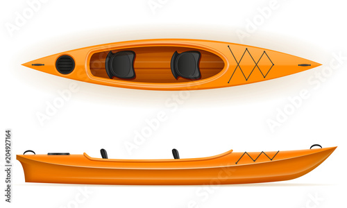 kayak from plastic for fishing and tourism vector illustration