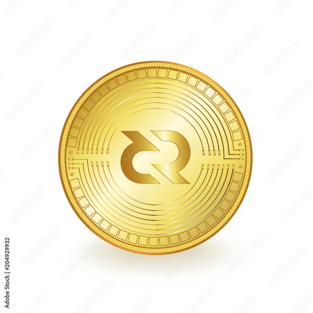 DeCred Cryptocurrency Golden Coin Isolated DeCred Cryptocurrency Golden Coin Isolated