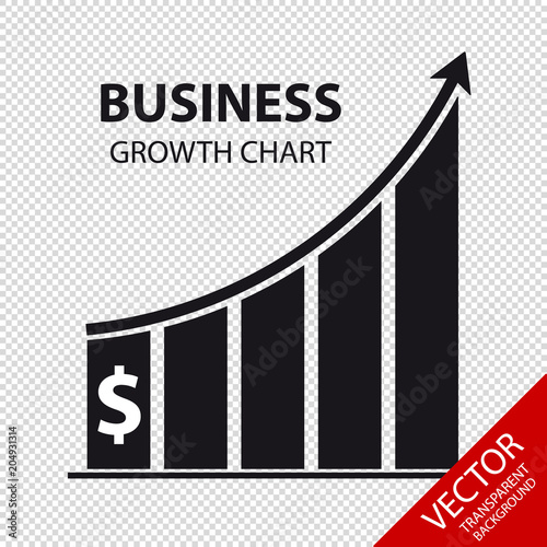 Business Growth Chart - Vector Illustration - Isolated On Transparent Background