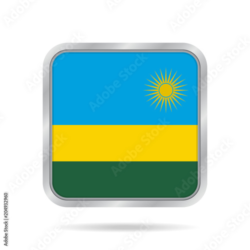 Free Download Flag of Rwanda. Shiny metallic gray square button. - GFXLoad