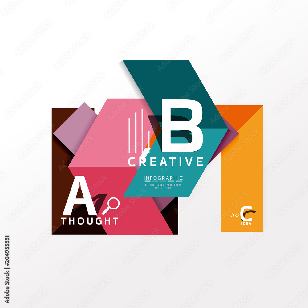 Geometric infographic banner, paper info diagram created with color shapes Geometric infographic banner, paper info diagram created with color shapes